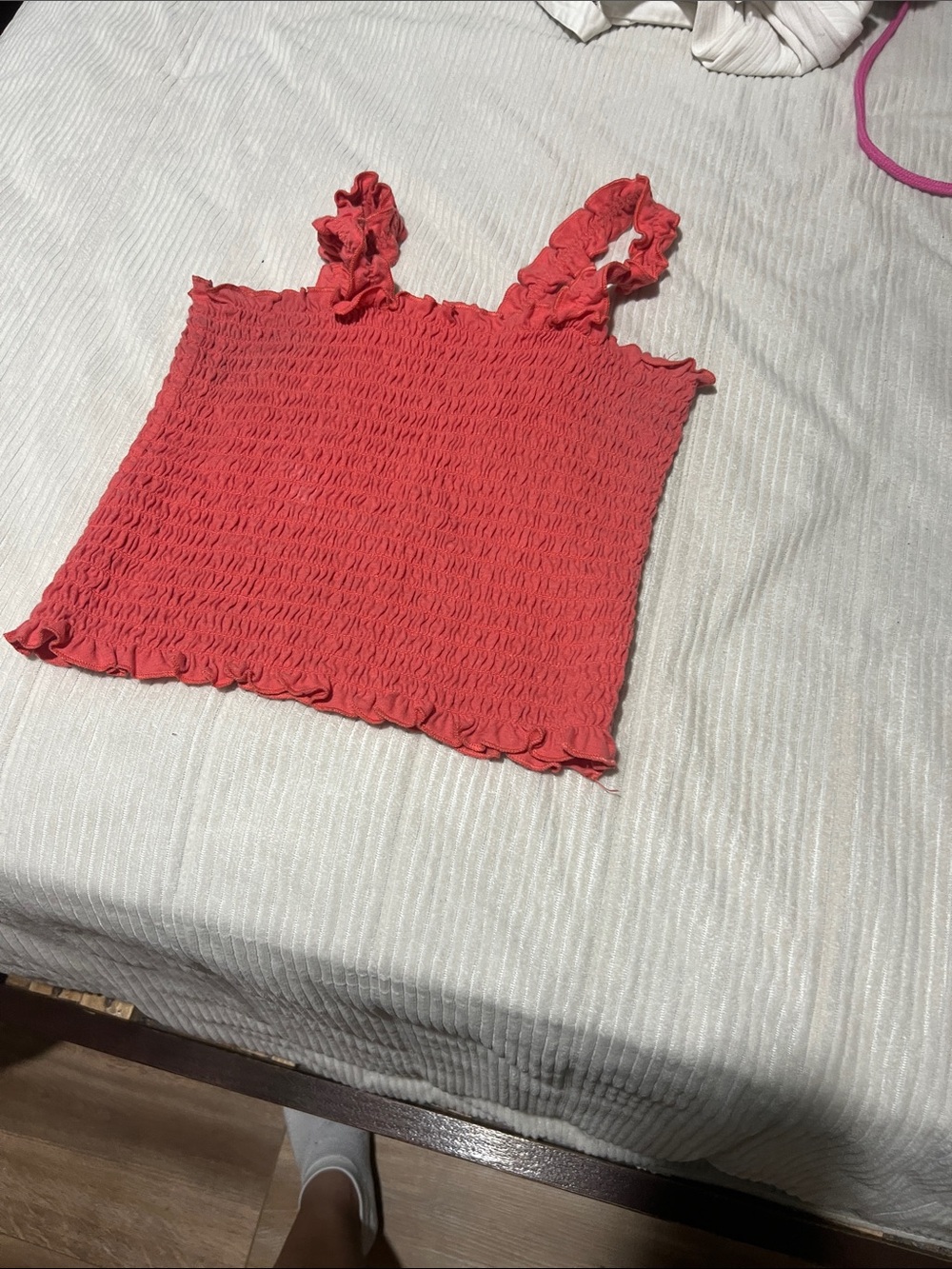 art class Coral Ruffled Smocked Tank